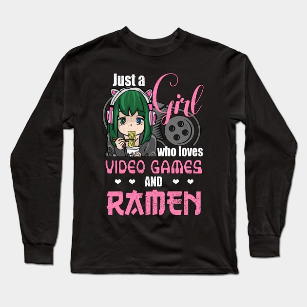 Gamer Girl Anime Ramen Fan Gifts Long Sleeve T-Shirt by Alex21